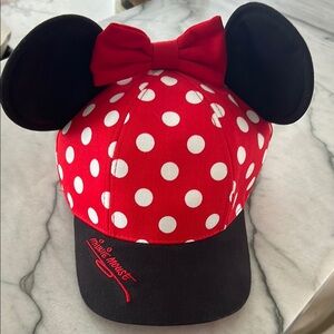 authentic Disney Minnie Mouse Red Polka Dot Cap with ears